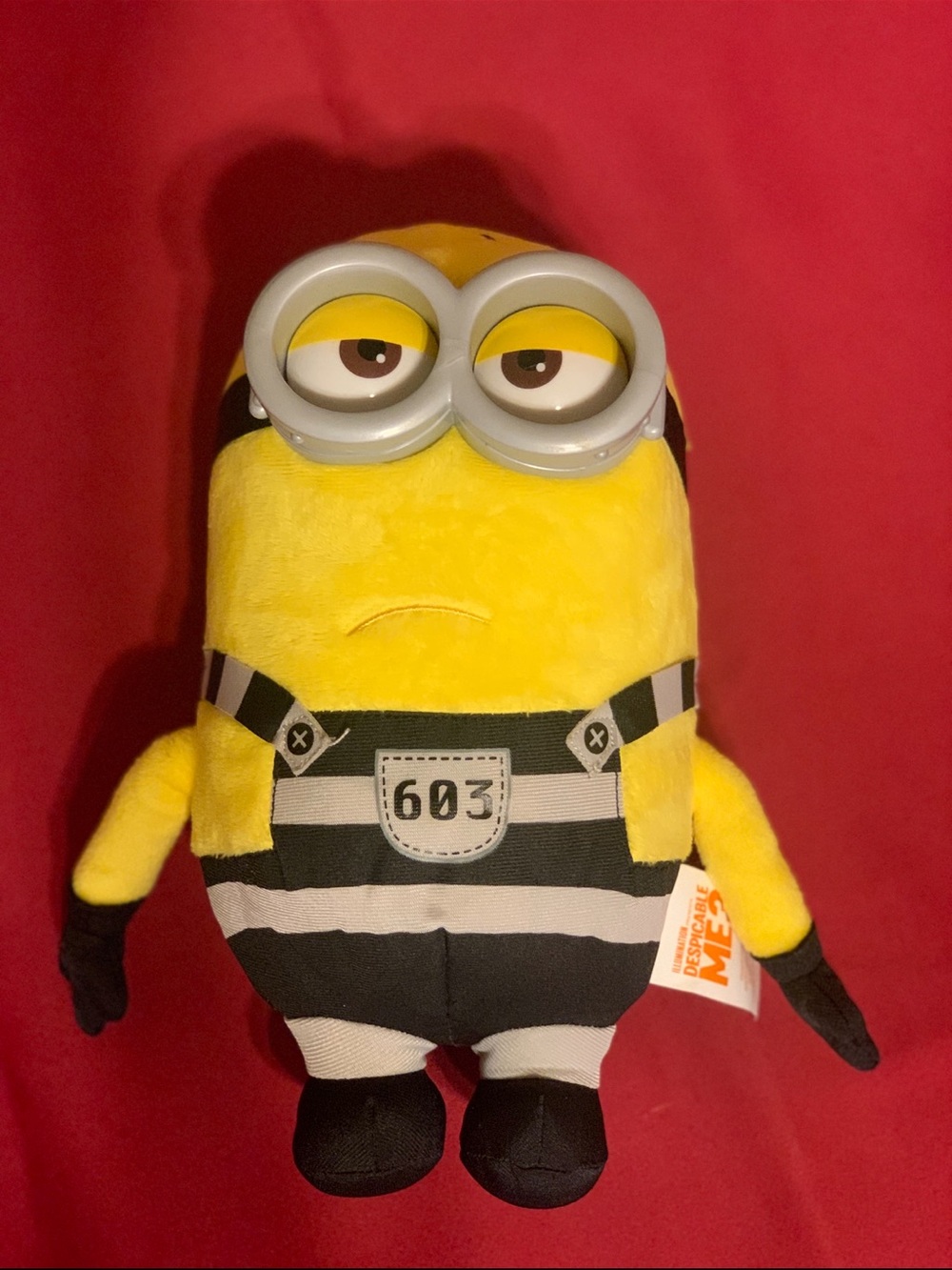 Mattel 12” Yellow Minion Plush Costume with Black & White Stripes